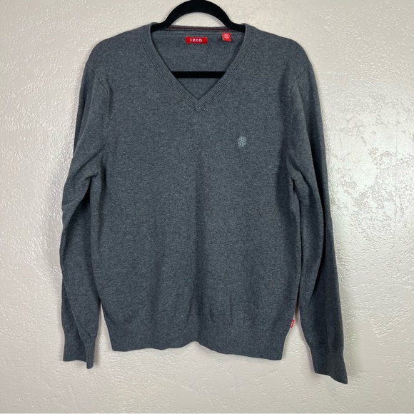 5/$30 Izod men long sleeve V-neck gray‎ sweater size M - Picture 13 of 15